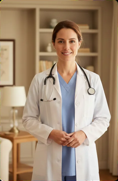 Escena de una consulta médica a domicilio